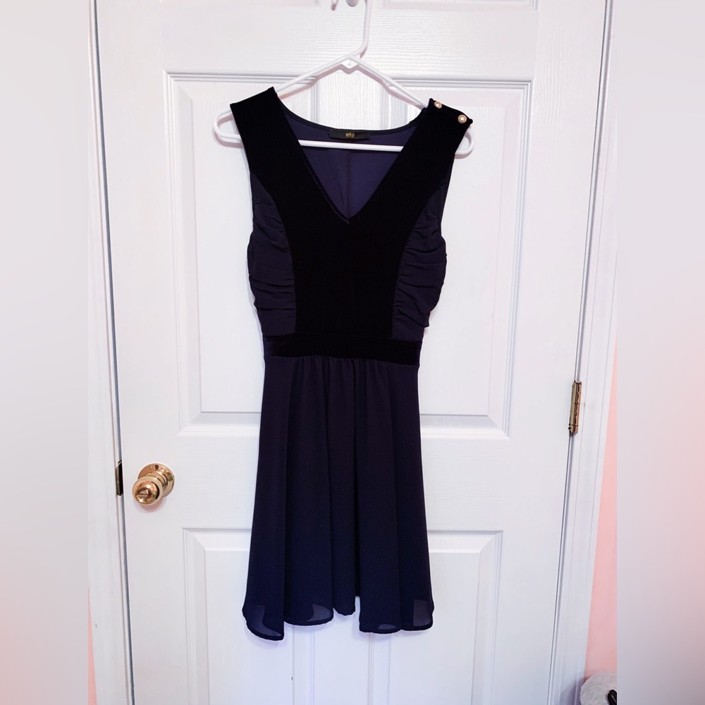Dark blue velvet dress